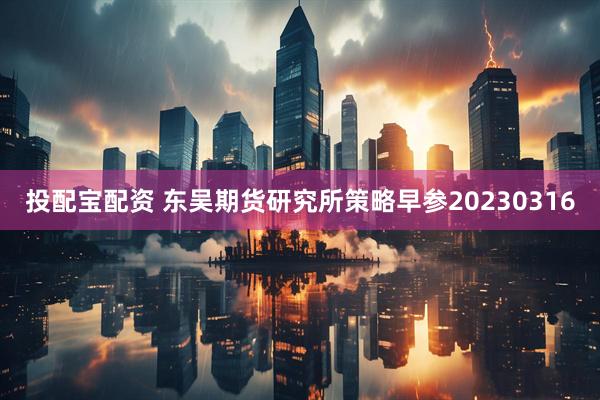 投配宝配资 东吴期货研究所策略早参20230316