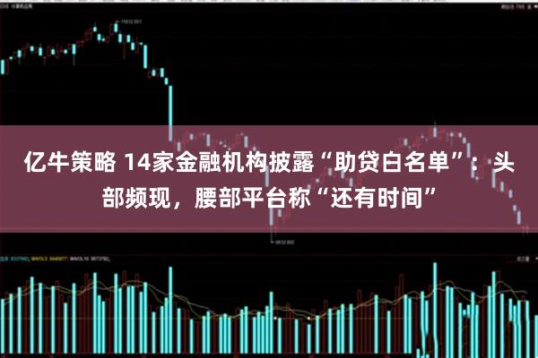 亿牛策略 14家金融机构披露“助贷白名单”：头部频现，腰部平台称“还有时间”